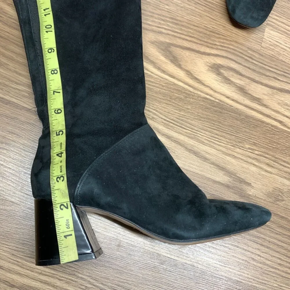 Corso‎ Como Black Suede Leather Heeled Boots Knee High Size 7M Loval Classic